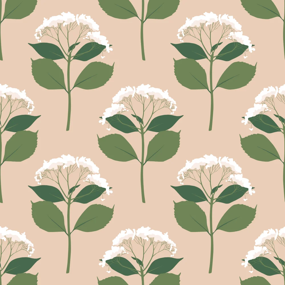 White Blossom Botanical Pattern