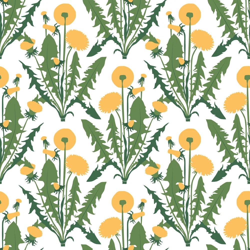Yellow Dandelion Botanical Pattern