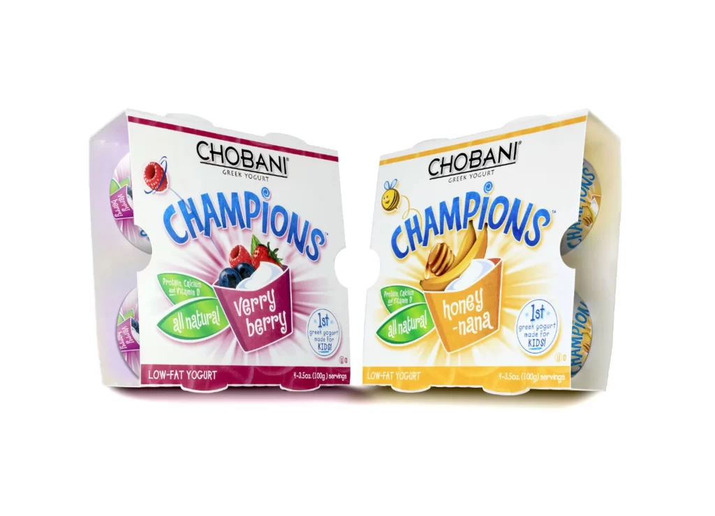 Chobani Champions Verry Berry And Honey-Nana 4 Pack Packaging