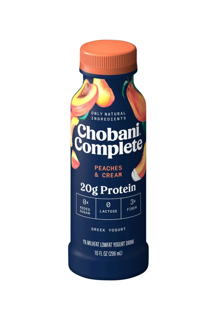 Chobani Complete Peaches And Cream Packaging