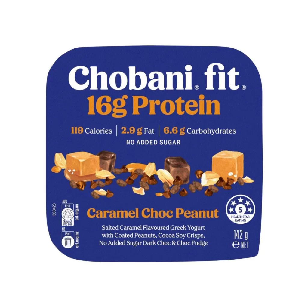 Chobani Fit Caramel Chocolate Peanut Packaging