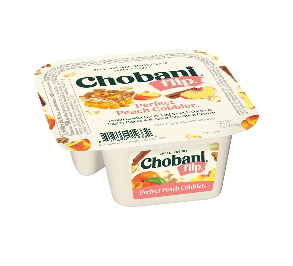 Chobani Flip Perfect Peach Cobbler Packaging