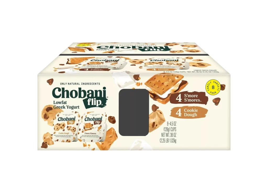 Chobani Flip S’More S’Mores And Cookie Dough 8 Pack Packaging