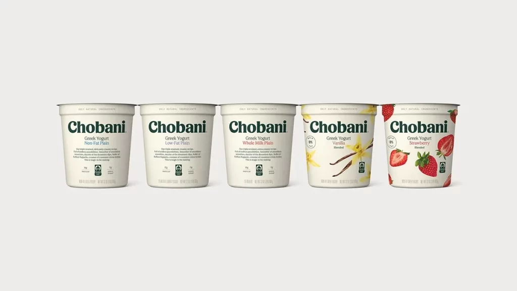 Chobani Greek Yogurt Nonfat And Lowfat Plain 5 Pack Packaging