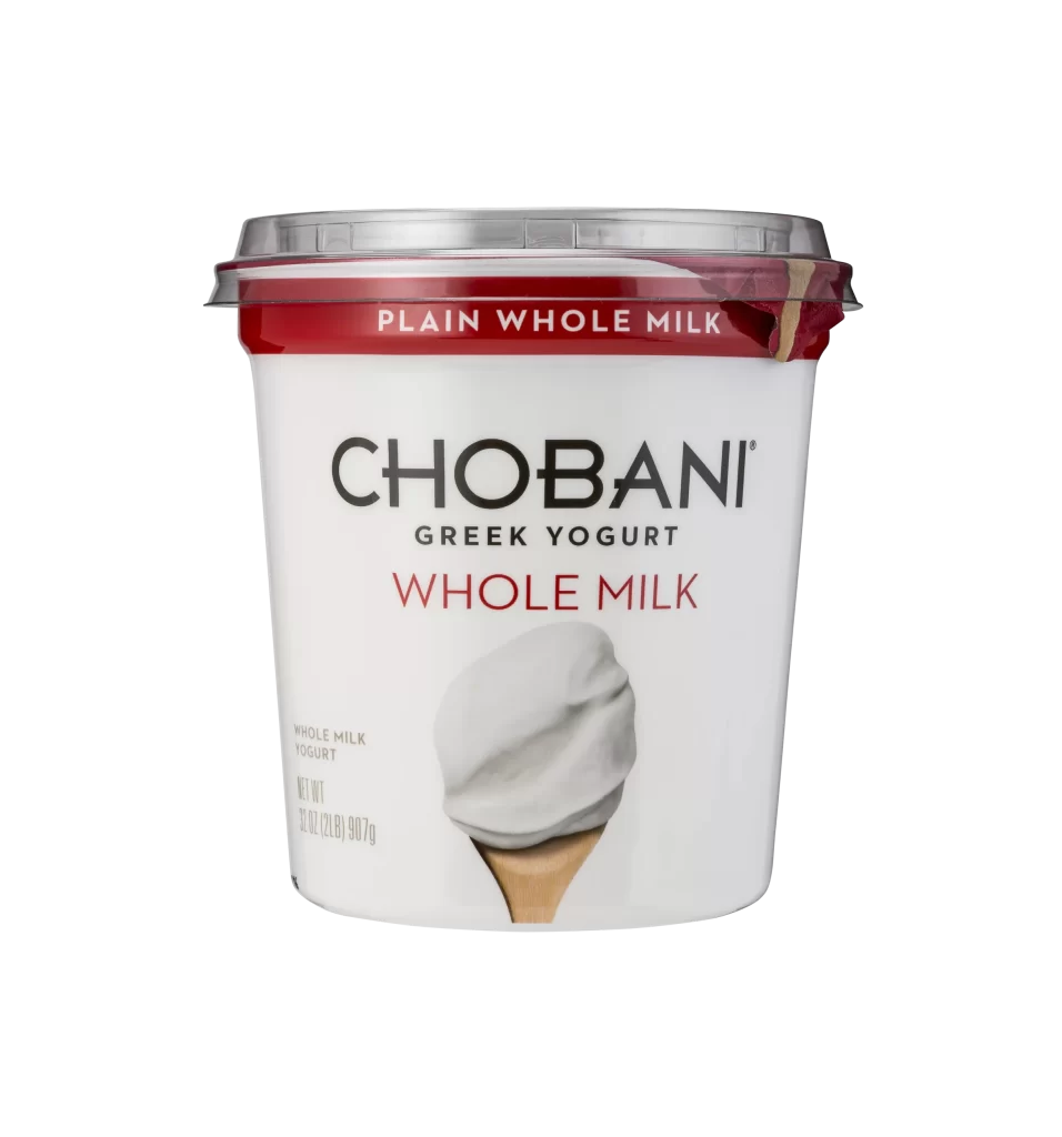 Chobani Greek Yogurt Plain Whole Milk Packaging