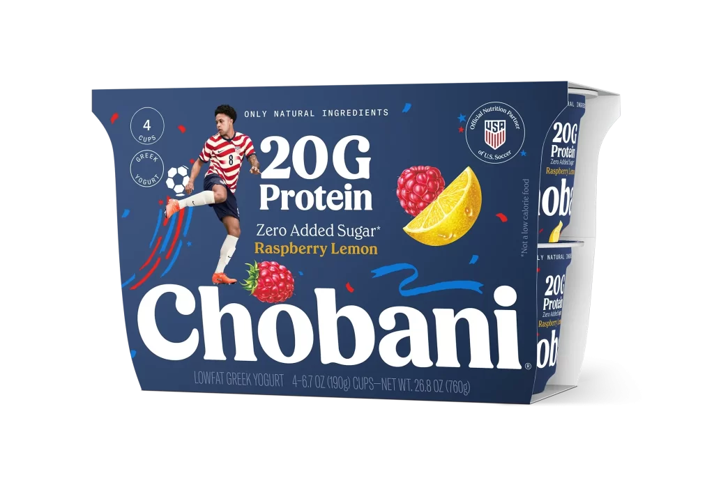Chobani Greek Yogurt Raspberry Lemon 4 Pack Packaging