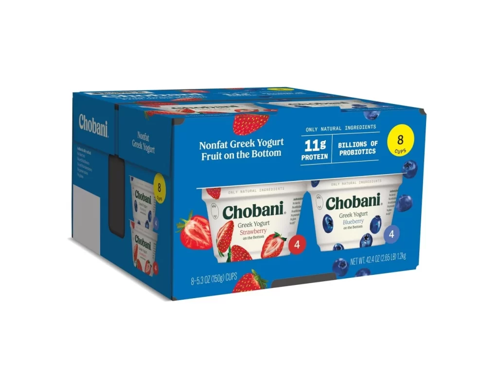 Chobani Greek Yogurt Strawberry And Blueberry 8 Pack Packaging