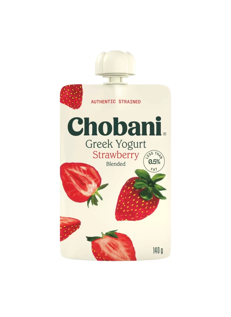 Chobani Greek Yogurt Strawberry Pouch Packaging