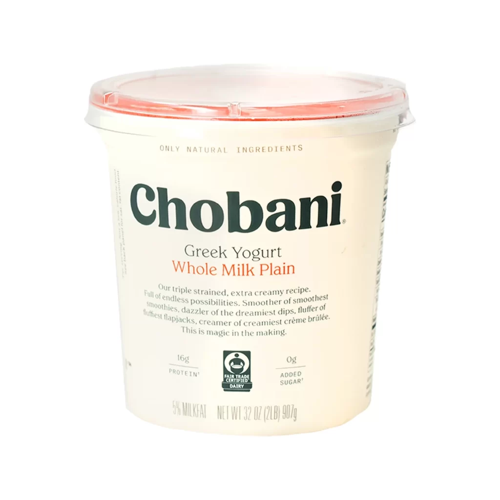 Chobani Greek Yogurt Whole Milk Plain Packaging