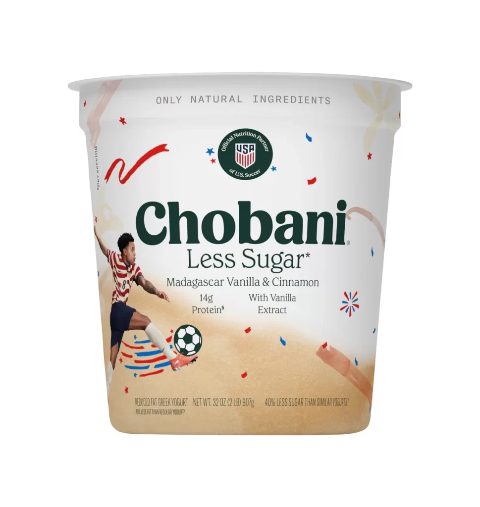 Chobani Less Sugar Greek Yogurt Madagascar Vanilla And Cinnamon Packaging