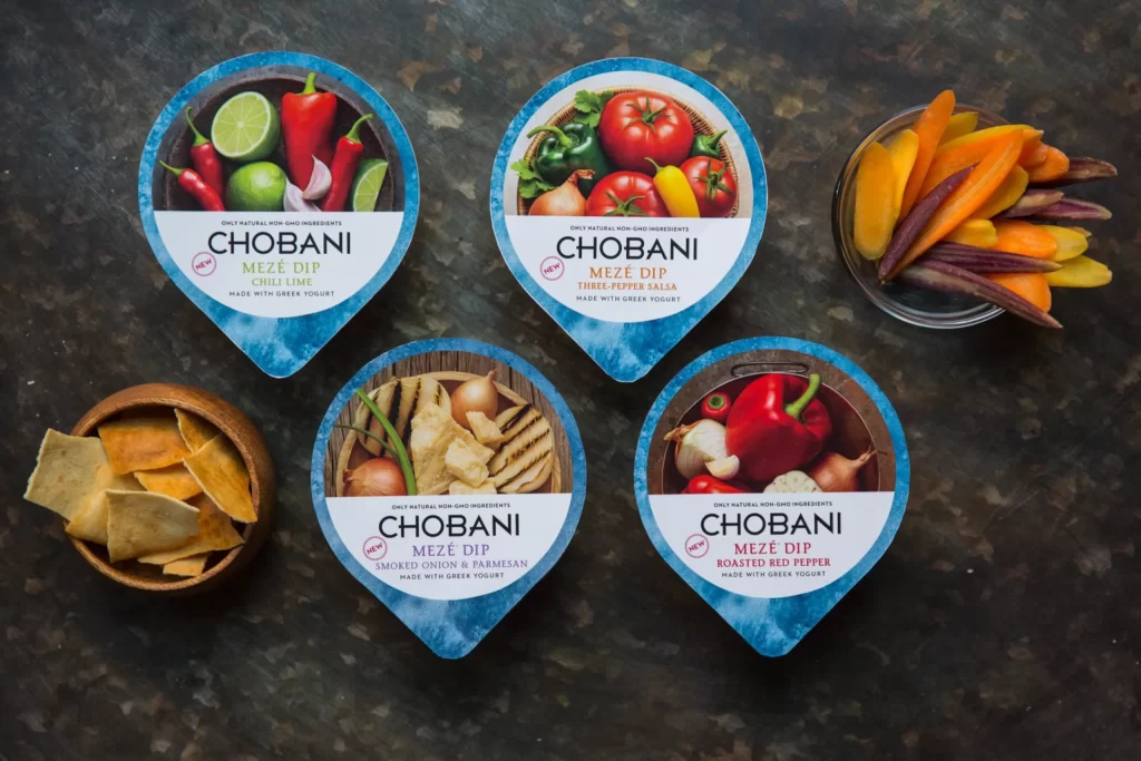Chobani Meze Dips Chili Lime Three Pepper Salsa 4 Pack Packaging