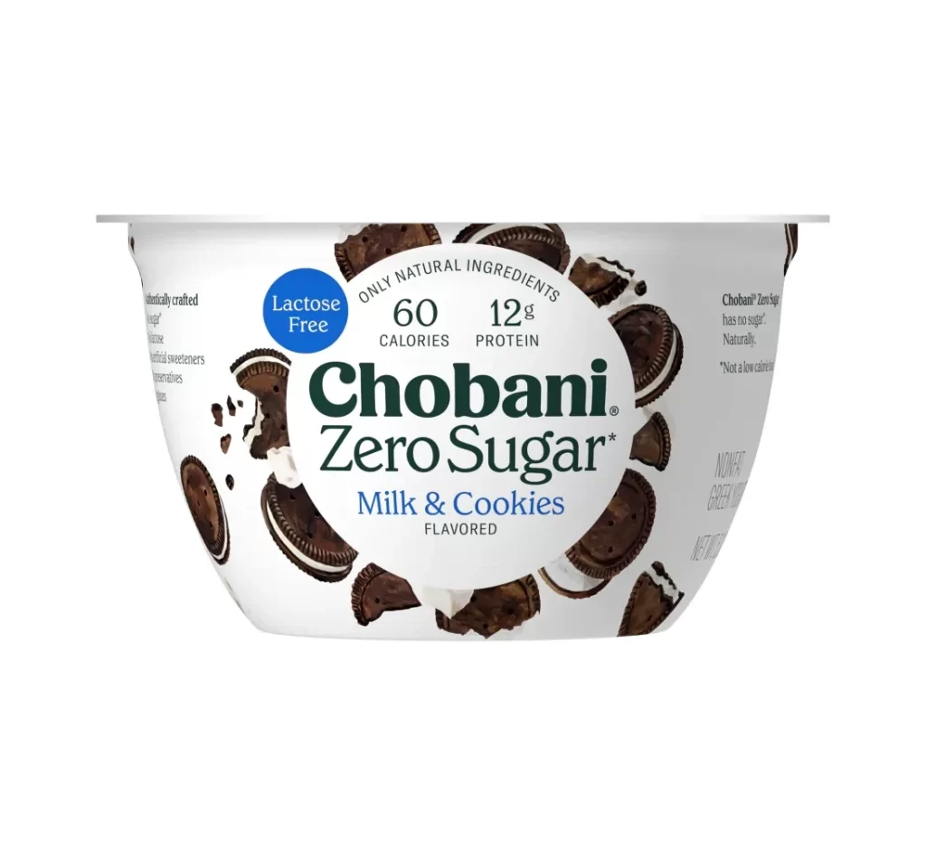 Chobani Zero Sugar Milk And Cookies Packaging