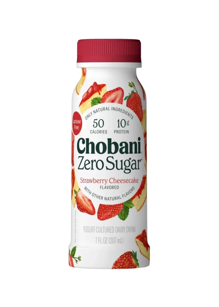 Chobani Zero Sugar Strawberry Cheesecake Packaging