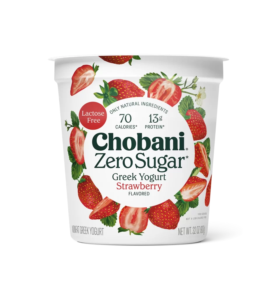 Chobani Zero Sugar Strawberry Packaging