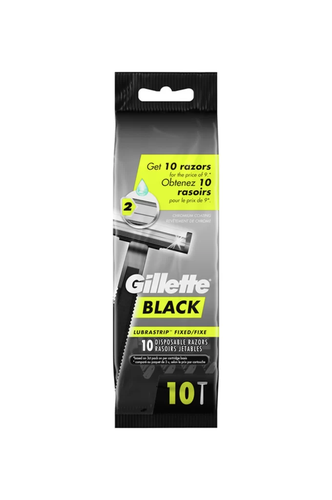 Gillette Black 10 Disposable Razors Packaging