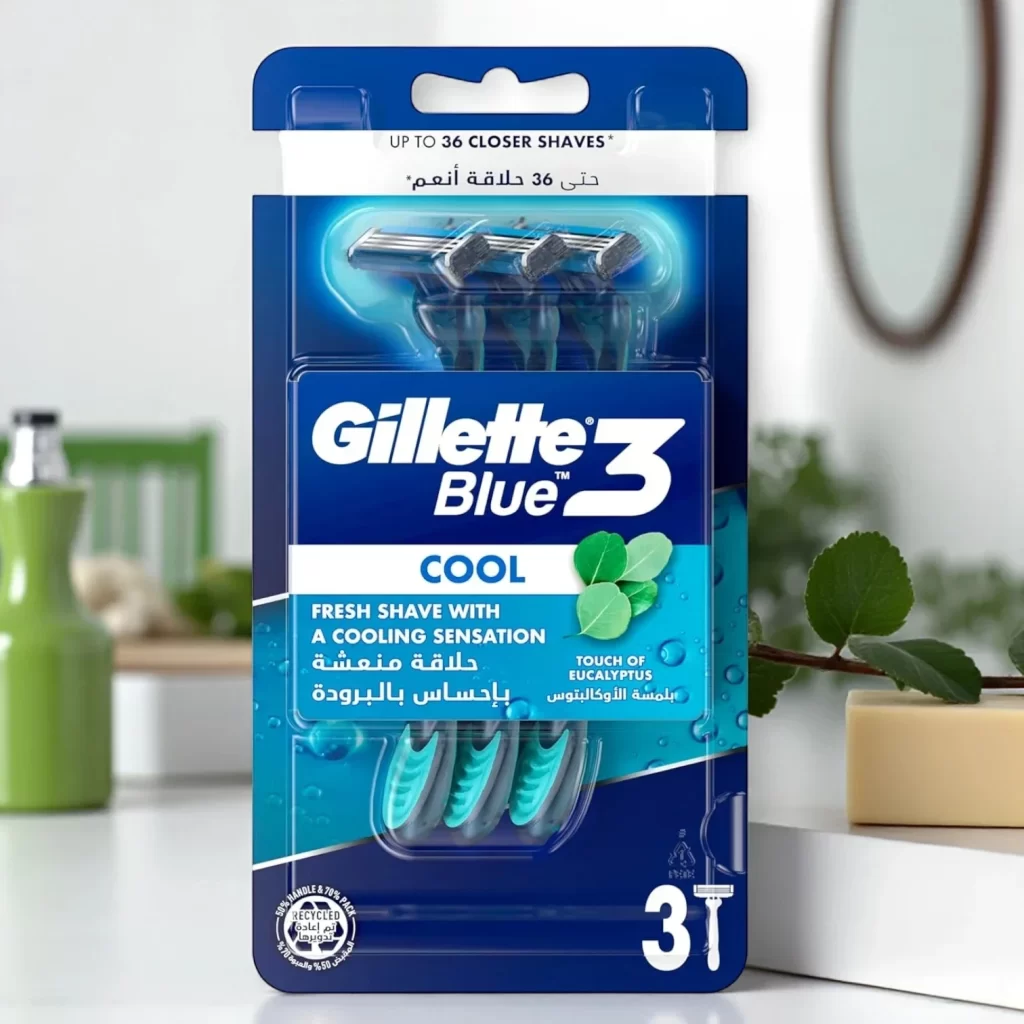 Gillette Blue3 Cool Disposable Razors Blister Packaging