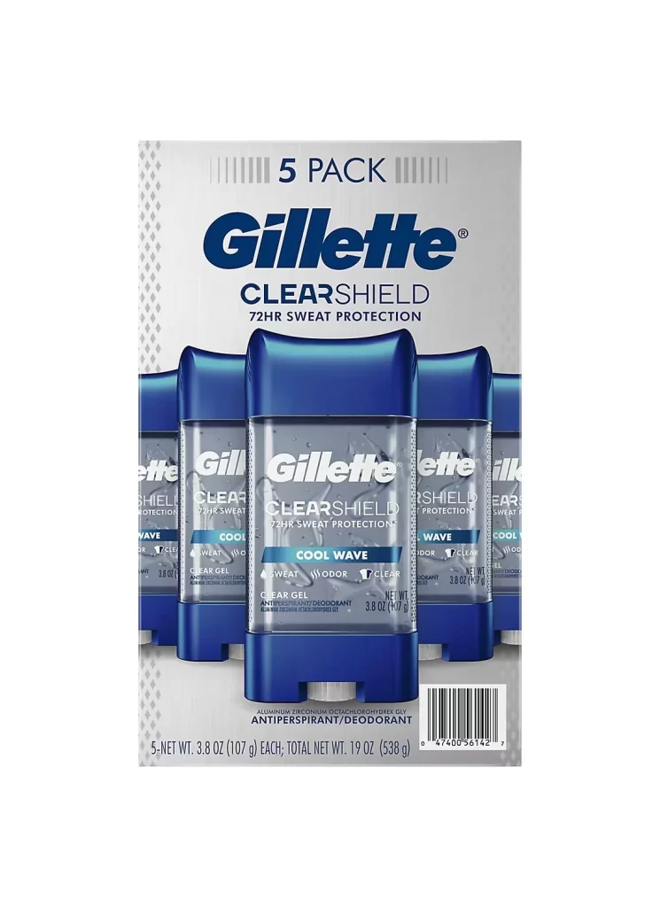 Gillette ClearShield 72HR Cool Wave Clear Gel 5 Pack Packaging