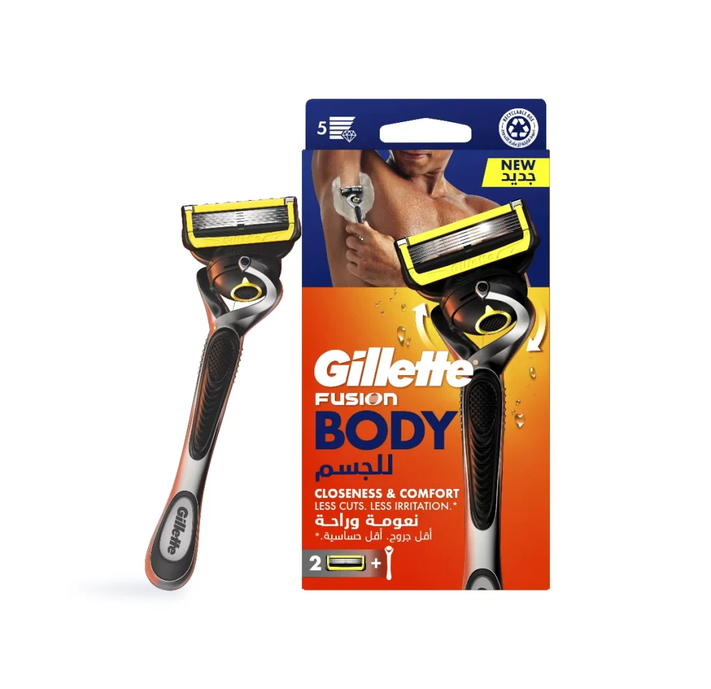 Gillette Fusion Body Razor And 2 Cartridges Box Packaging