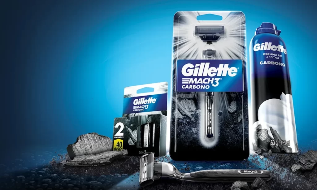 Gillette Mach3 Carbono Lineup Angled View Advertisement