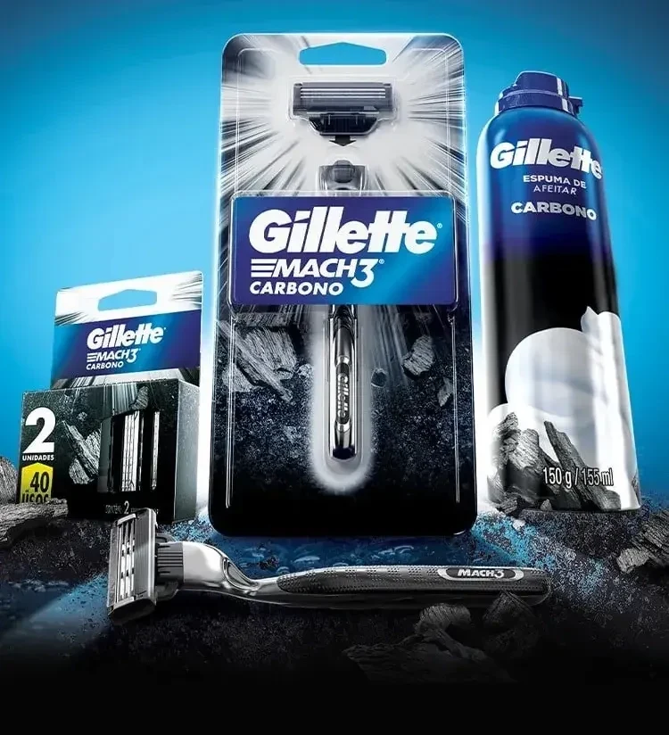 Gillette Mach3 Carbono Razor And Foam Lineup Advertisement