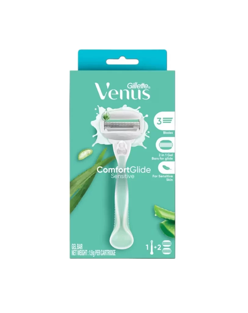 Gillette Venus ComfortGlide Sensitive Razor 2 Refills Packaging