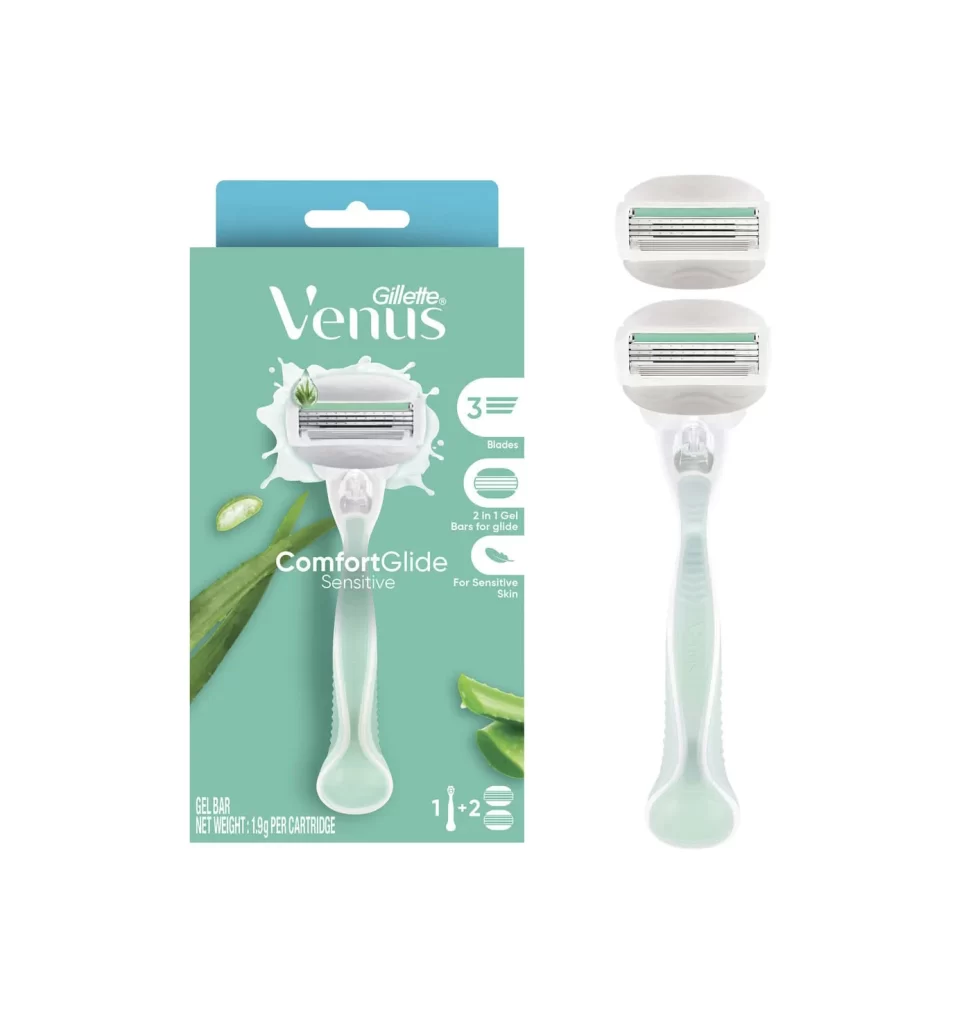 Gillette Venus ComfortGlide Sensitive Razor 2 Refills Packaging