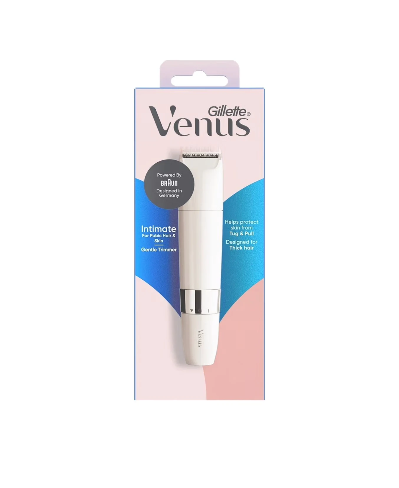 Venus Intimate Gentle Trimmer blister packaging in soft pink