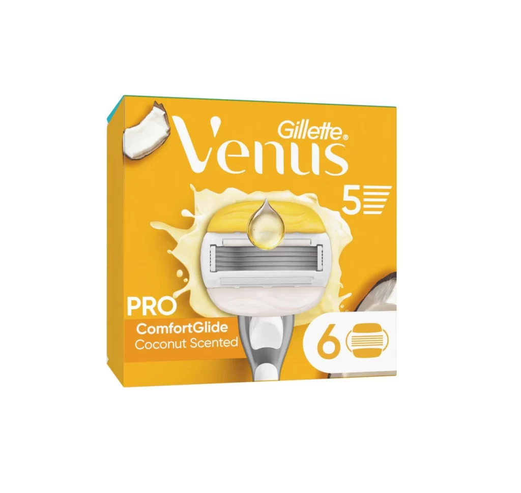 Gillette Venus Pro ComfortGlide Coconut 6 Refill Cartridges Packaging