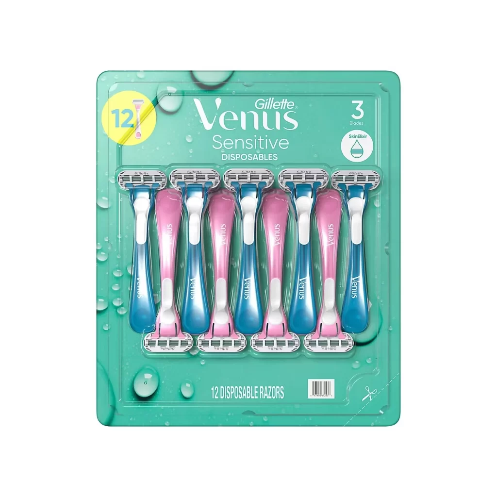 Gillette Venus Sensitive 12 Disposable Razors Blister Packaging