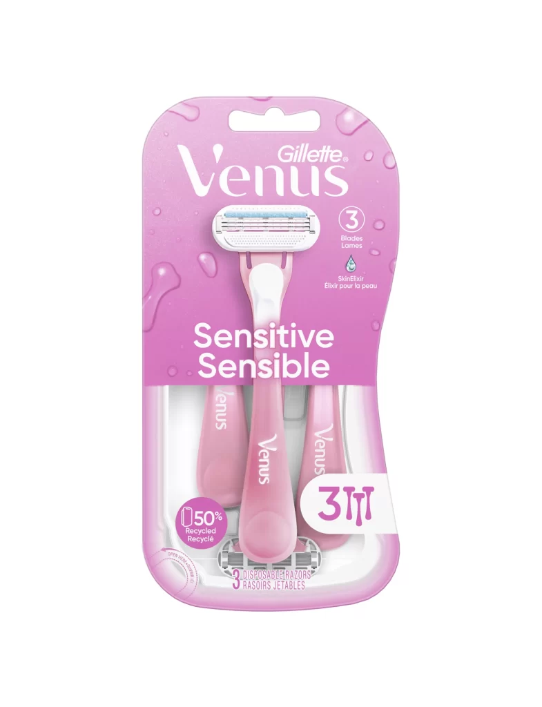 Gillette Venus Sensitive 3 Disposable Razors Blister Packaging