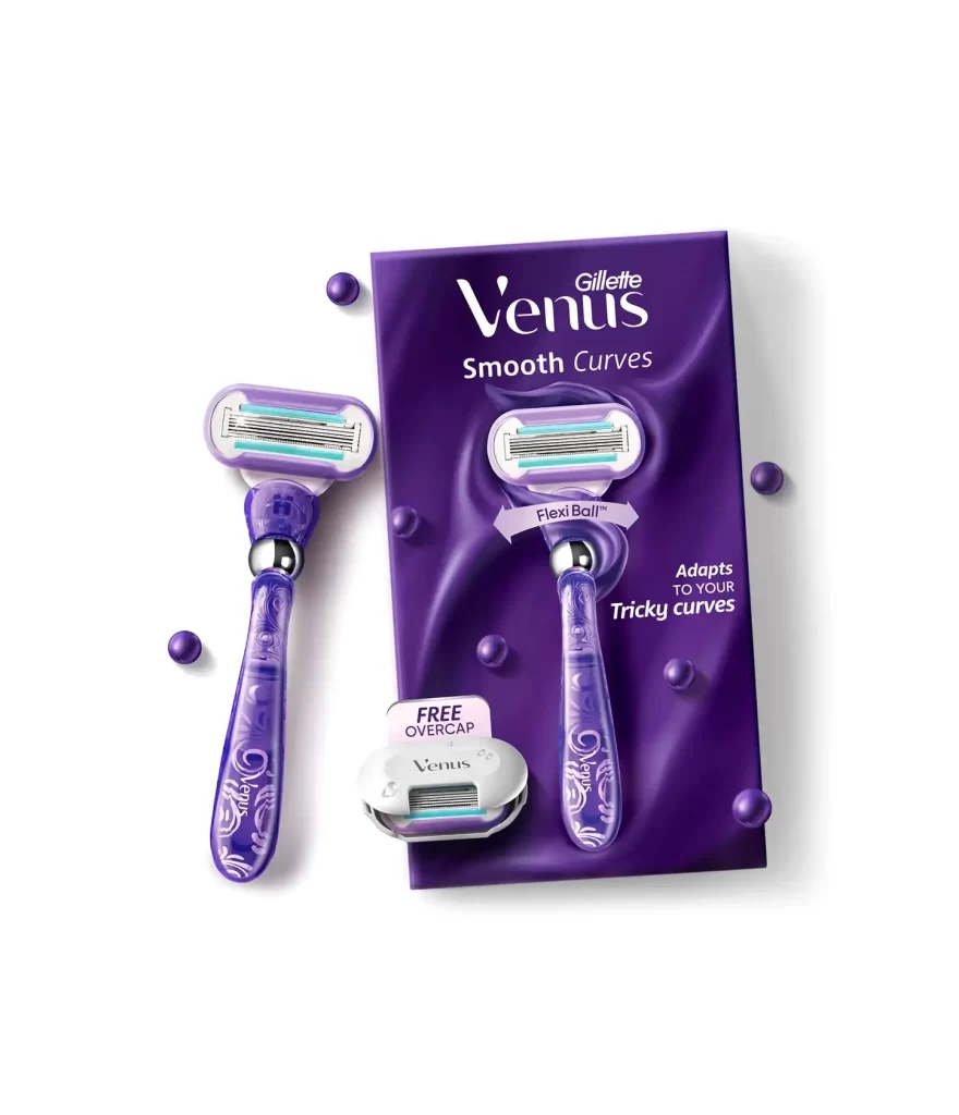 Gillette Venus Smooth Curves Razor With Free Overcap Packaging