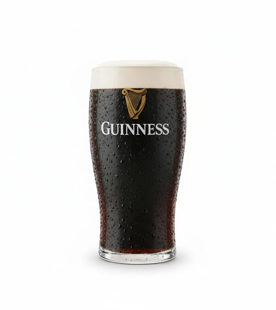 Guinness Draught Stout Pint Glass White Background