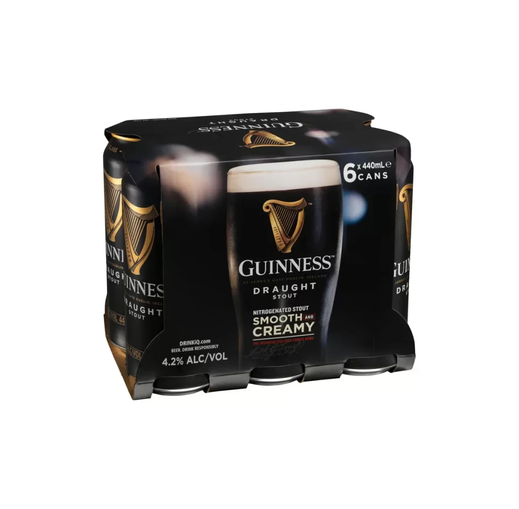 Guinness Draught Stout Six Pack Cans Packaging