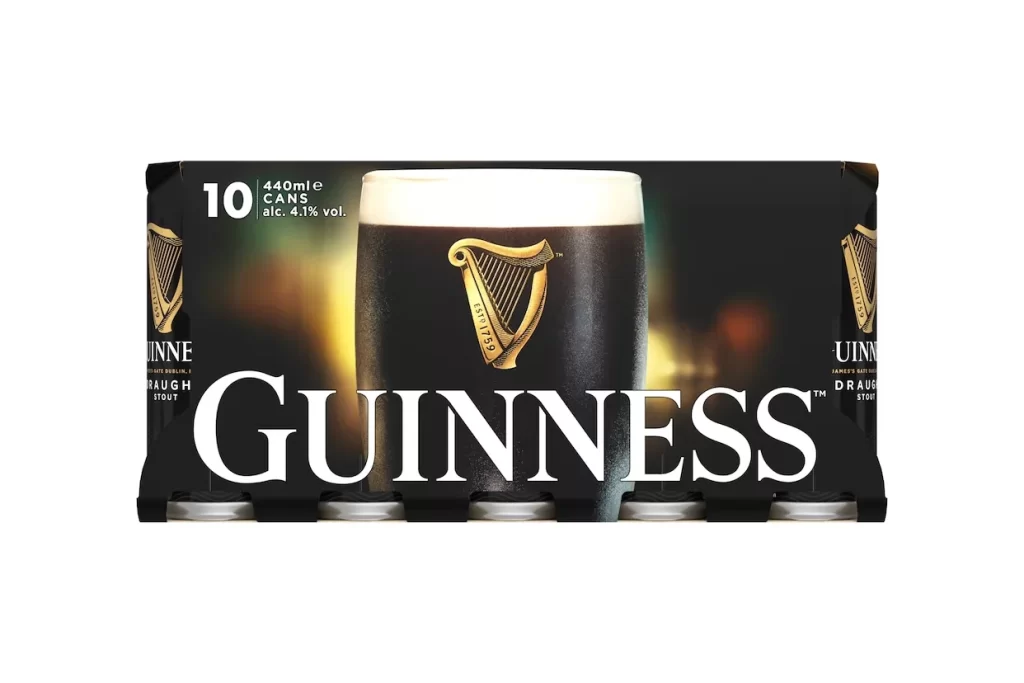 Guinness Draught Stout Ten Pack Cans Packaging