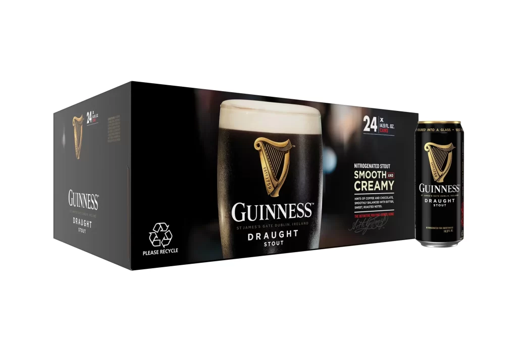 Guinness Draught Stout Twenty Four Pack Cans Packaging