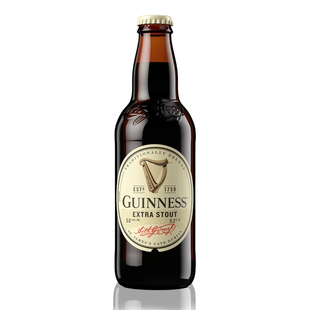 Guinness Extra Stout Bottle Packaging Black Background