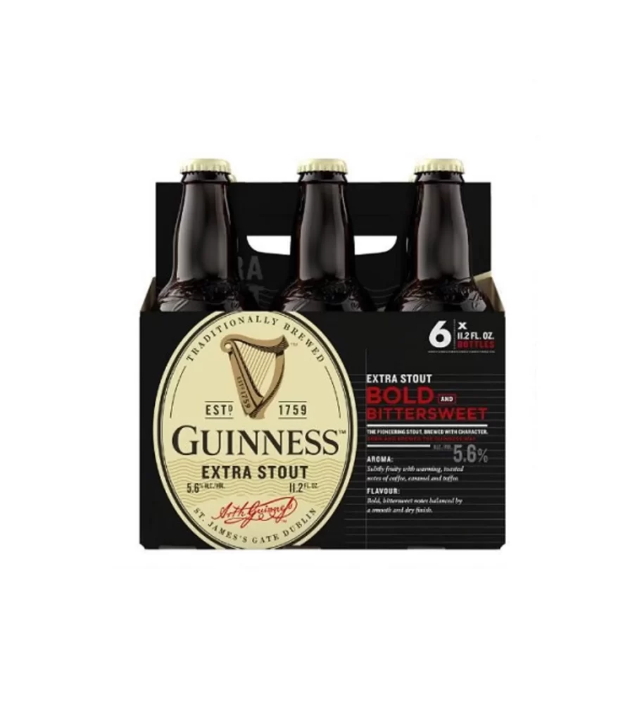 Guinness Extra Stout Six Pack Bottles Packaging