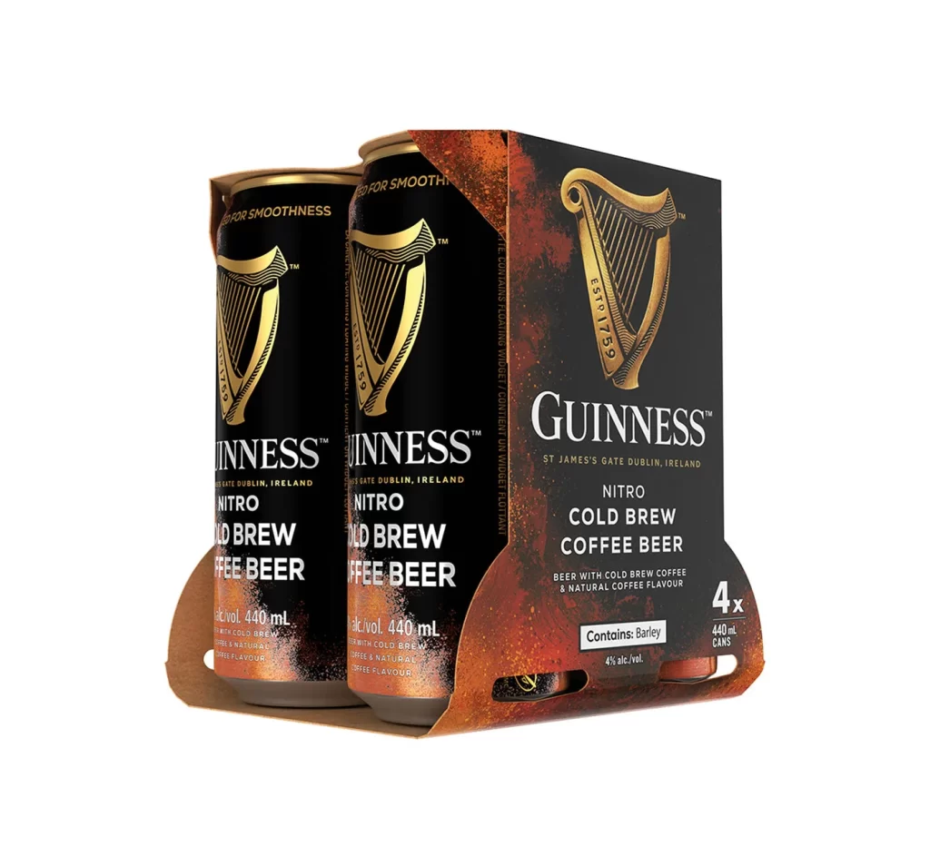 Guinness Nitro Cold Brew Coffee Beer Four Pack Cans Packaging