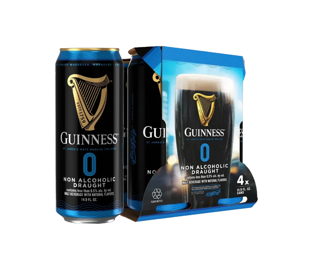 Guinness Non Alcoholic Draught Four Pack Cans Packaging