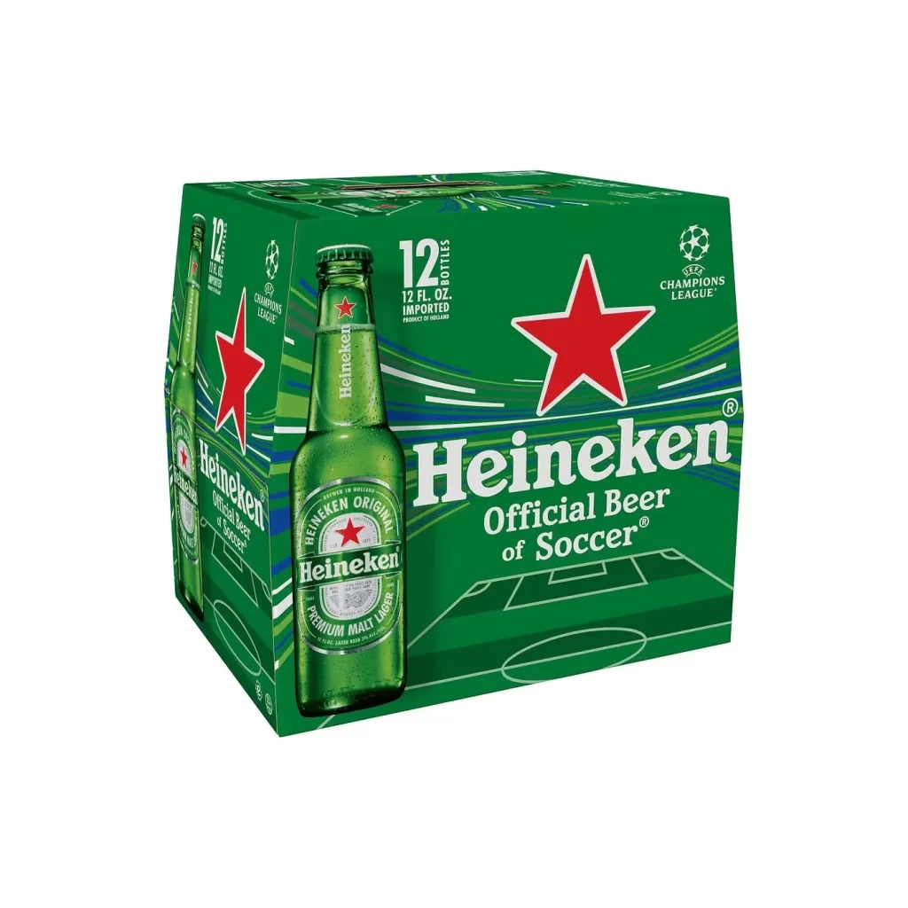 Heineken Lager Beer 12 Bottle Case Champions League Packaging