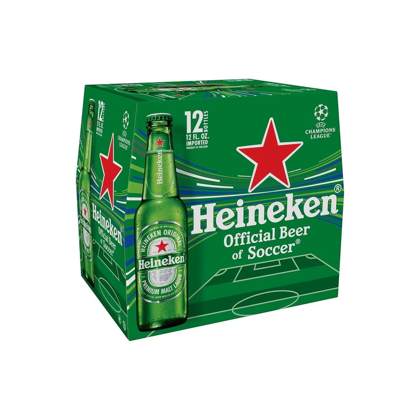 Heineken Lager Beer 12 Bottle Case Champions League Packaging