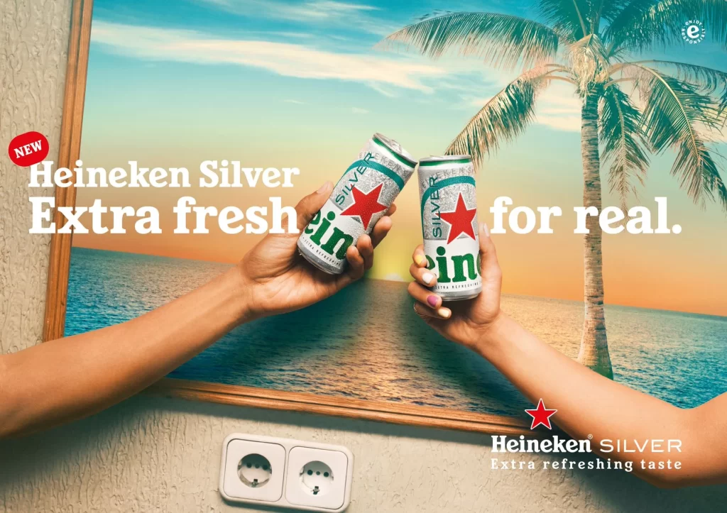 Heineken Silver Cans Beach Advertisement
