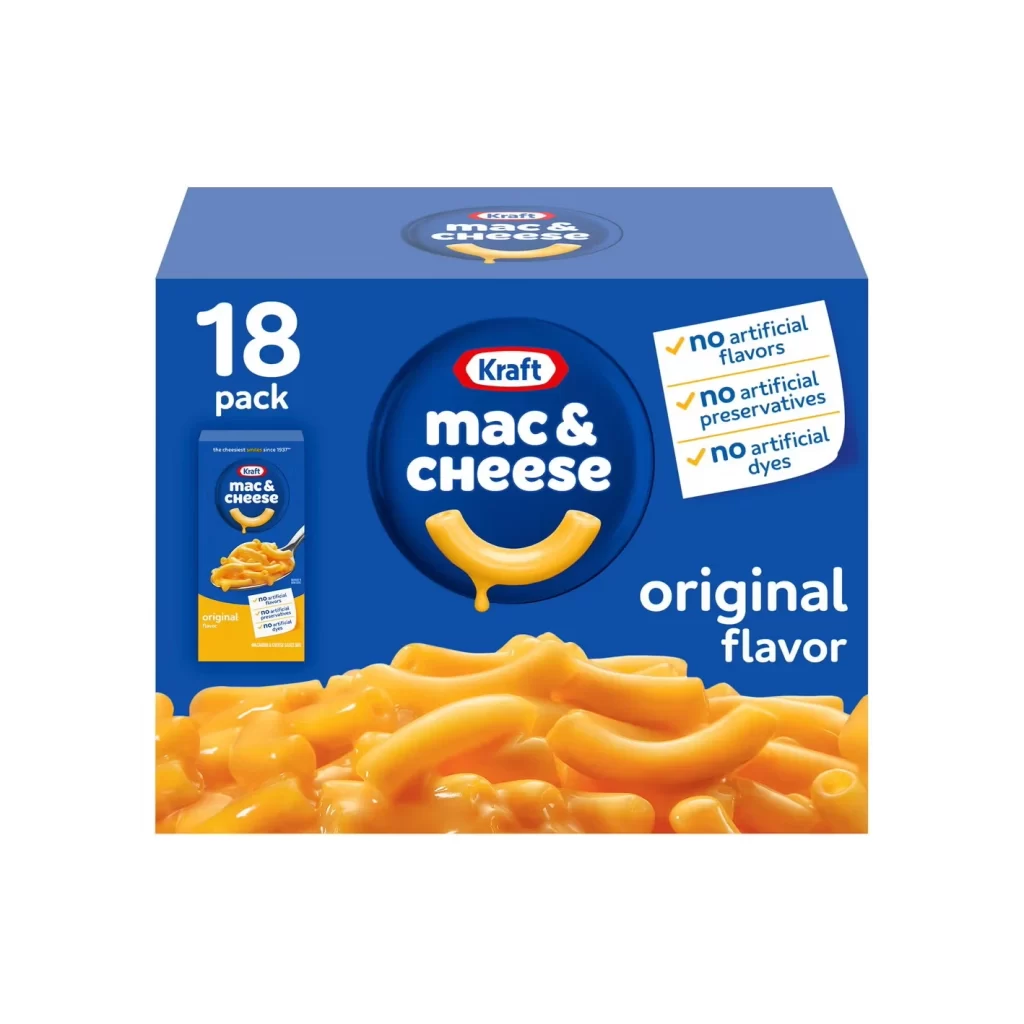 Kraft Mac And Cheese Original Flavor 18 Pack Box Packaging