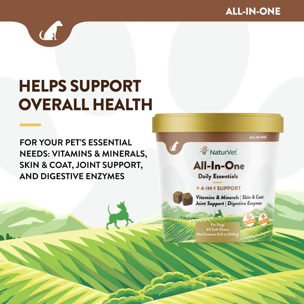 NaturVet All In One Daily Essentials 4 In 1 Supplement Jar Packaging