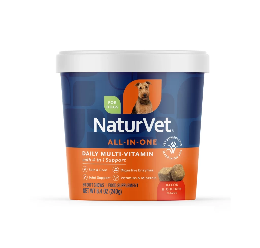 NaturVet All In One Daily Multi Vitamin 60 Chews Jar Packaging