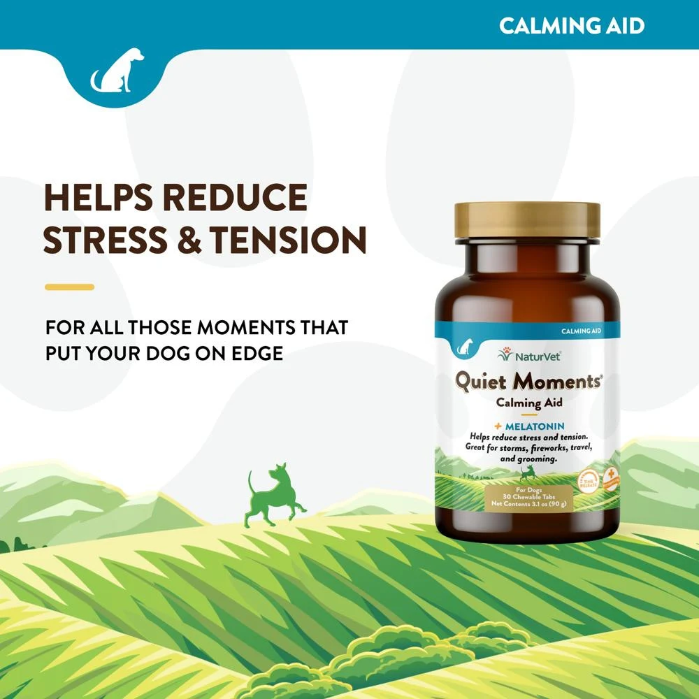 NaturVet Quiet Moments Calming Aid Melatonin Supplement Bottle Packaging