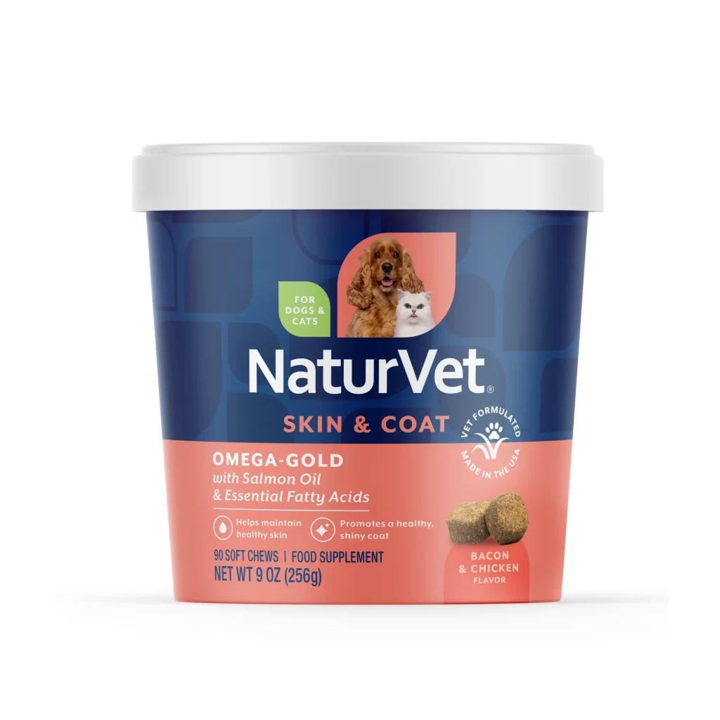 NaturVet Skin And Coat Omega Gold Soft Chews Jar Packaging