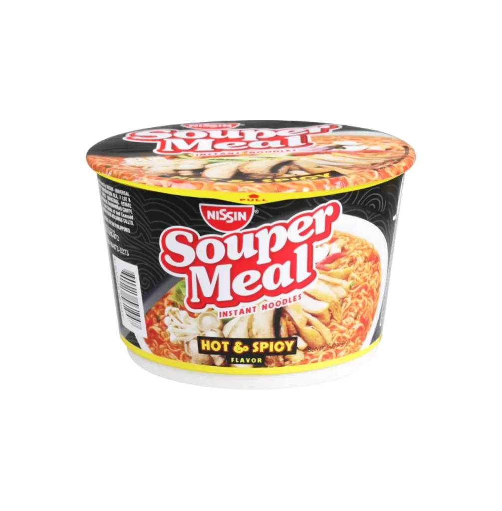 Nissin Souper Meal Hot Spicy Flavor Instant Noodle Cup Packaging
