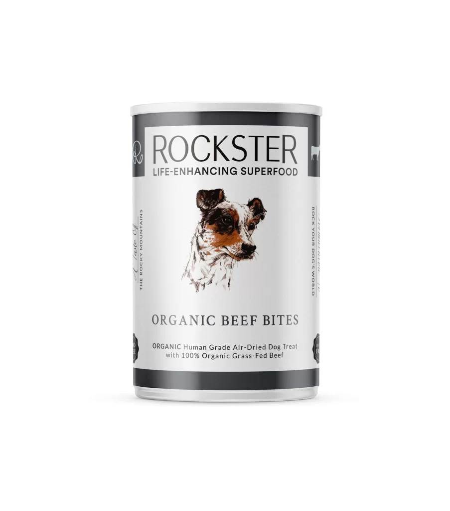 Rockster Organic Beef Bites Air Dried Dog Treats Bag Packaging