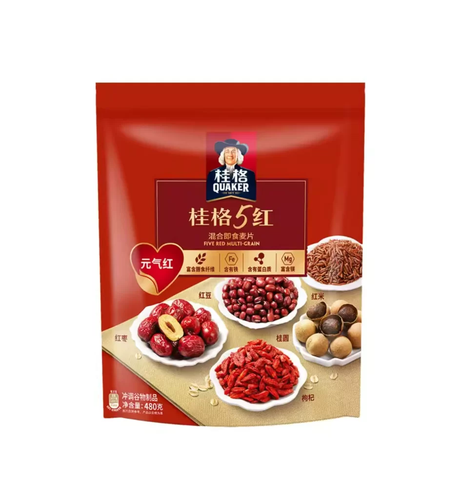 Quaker Five Red Multi Grain Oatmeal Bag Packaging